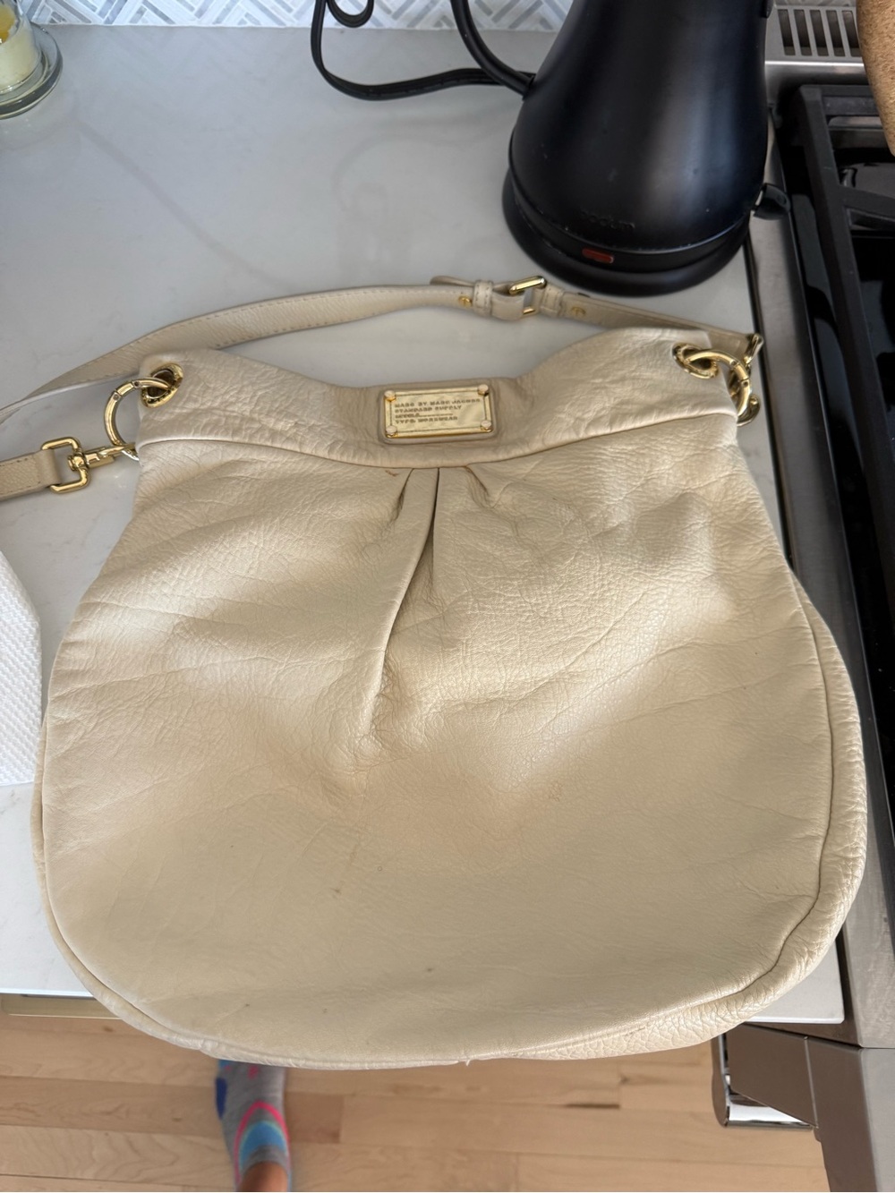 Marc Jacobs Cream Leather Crossbody with Gold Hardware